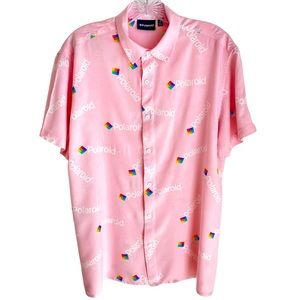 Unisex Polaroid Pink Short Sleeve Shirt Size Small